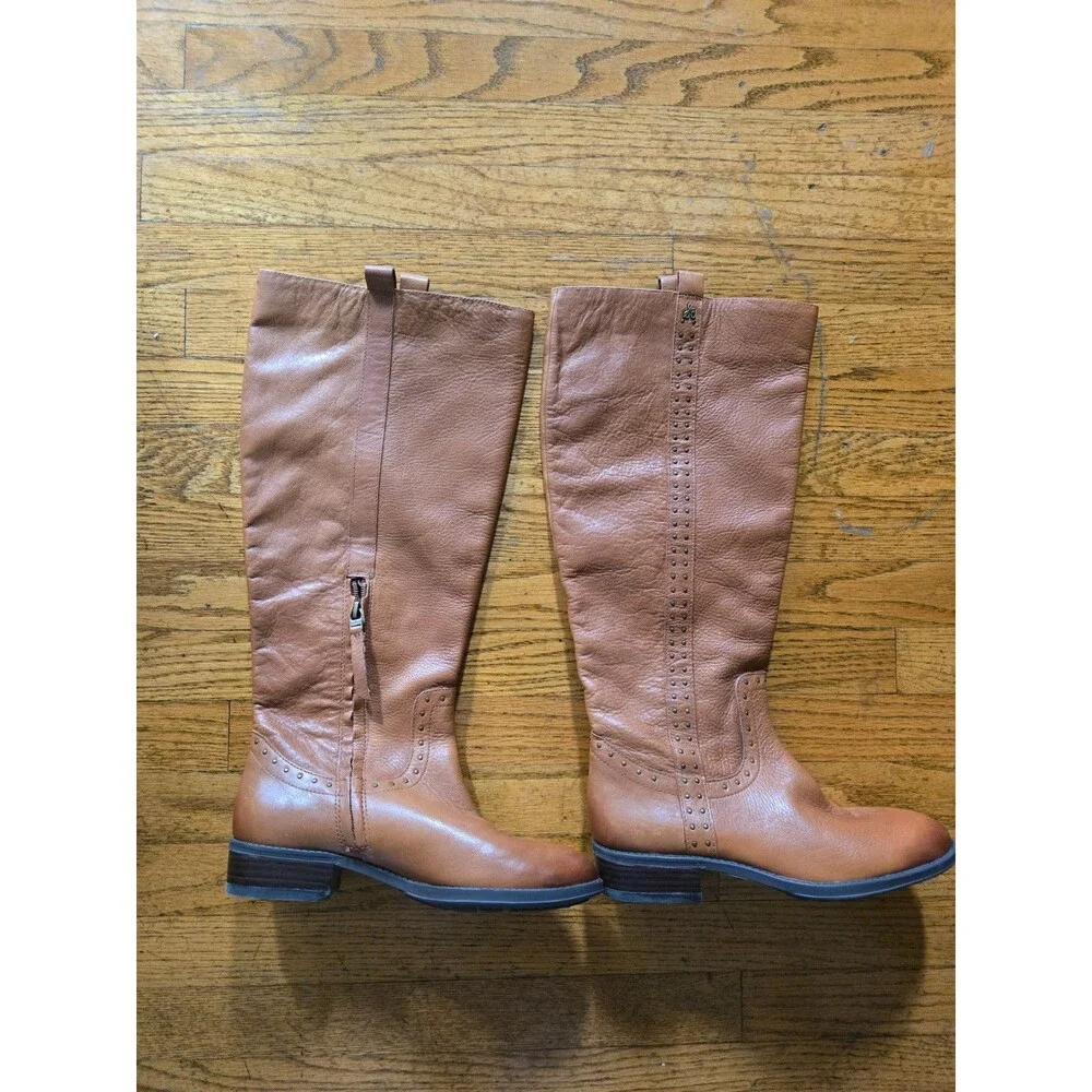 Sam Edelman “Prina” Studded Soft Brown Leather Knee High Riding Boots Size 7M